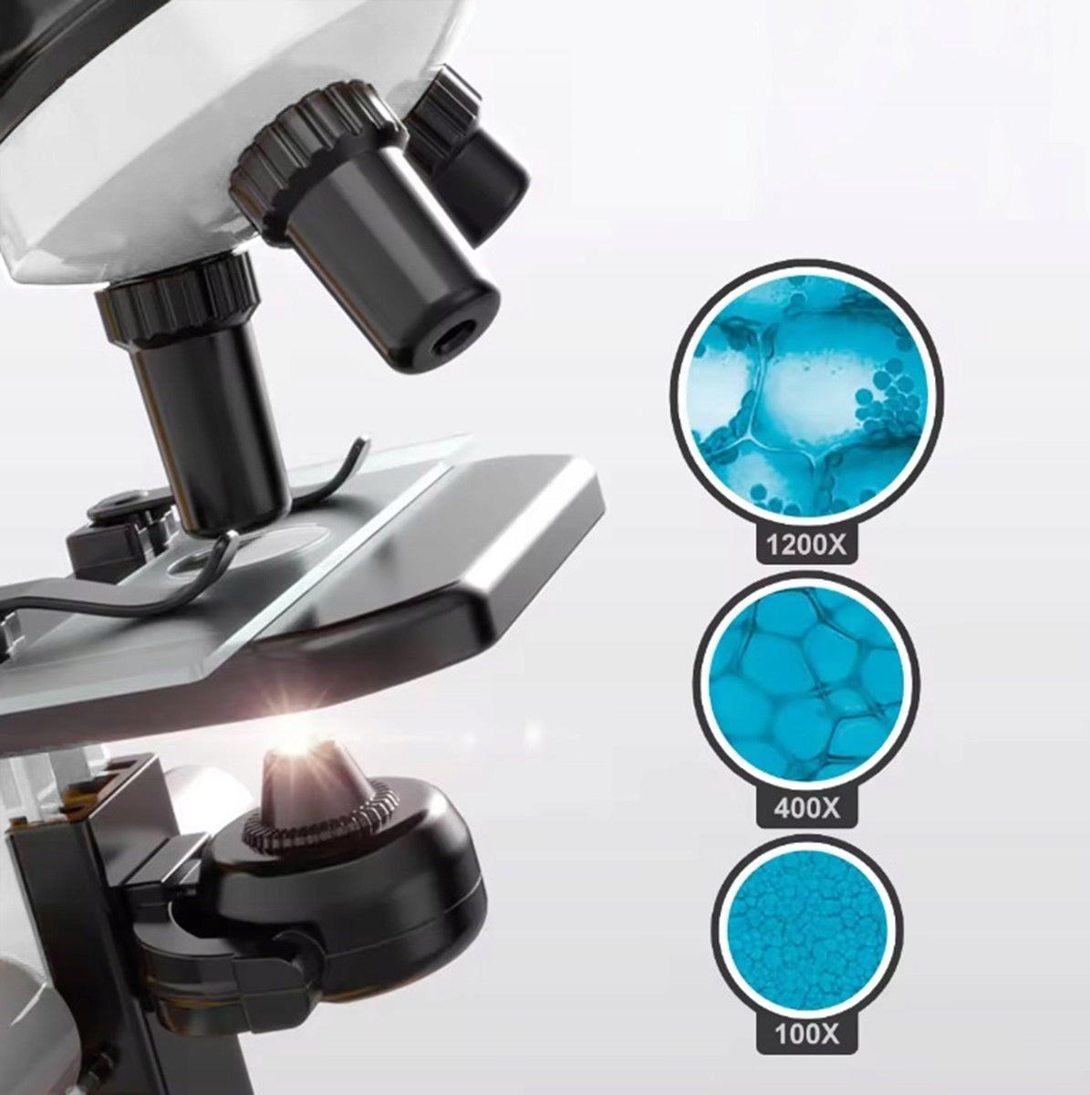 Microscop de jucarie pentru copii, Zola®, mariri 100x, 400x, 1200x , accesorii incluse, 22 x 12.5 x 8 cm Microscop de jucarie pentru copii, Zola®, mariri 100x, 400x, 1200x , accesorii incluse, 22 x 12.5 x 8 cm